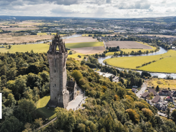 Aerial view of the Wallace Monument near Stirling